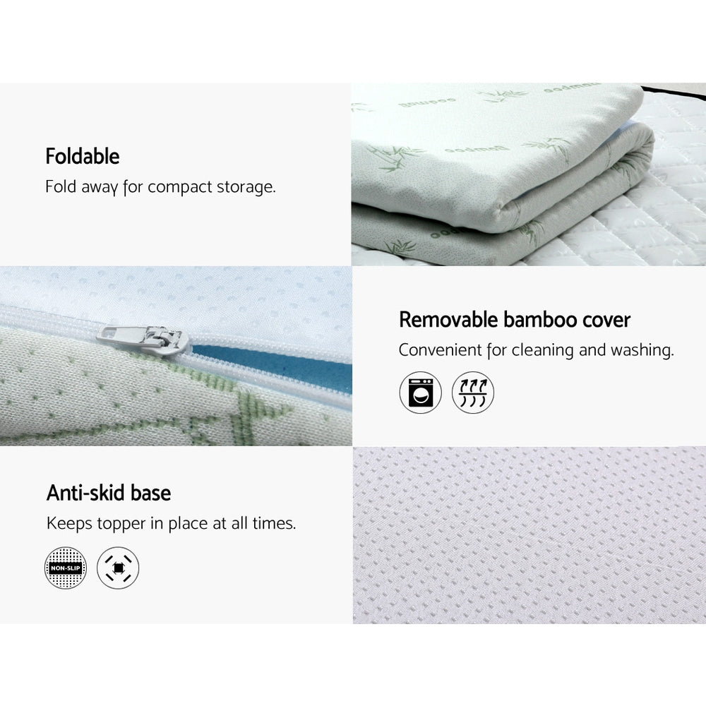 Bedding Cool Gel 7-zone Memory Foam Mattress Topper w/Bamboo Cover 8cm - Single