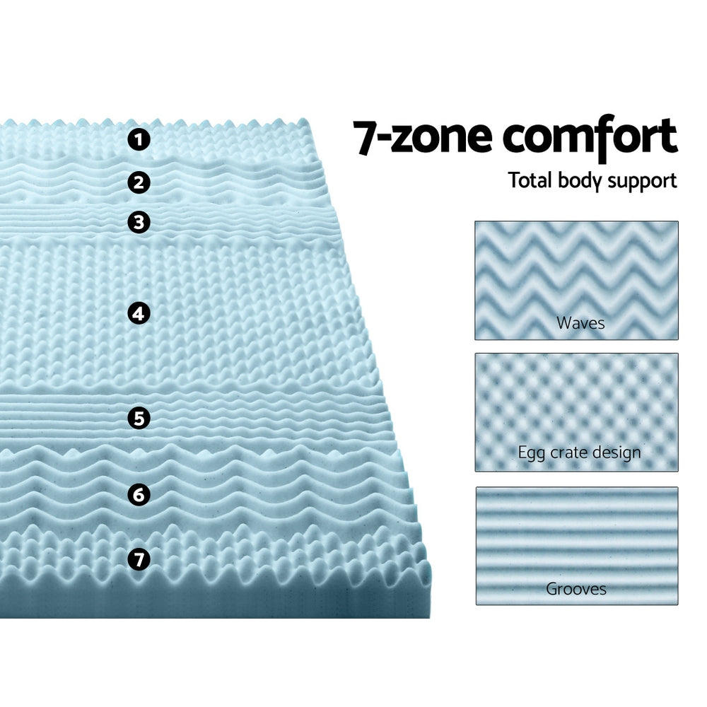 Bedding Cool Gel 7-zone Memory Foam Mattress Topper w/Bamboo Cover 8cm - Single