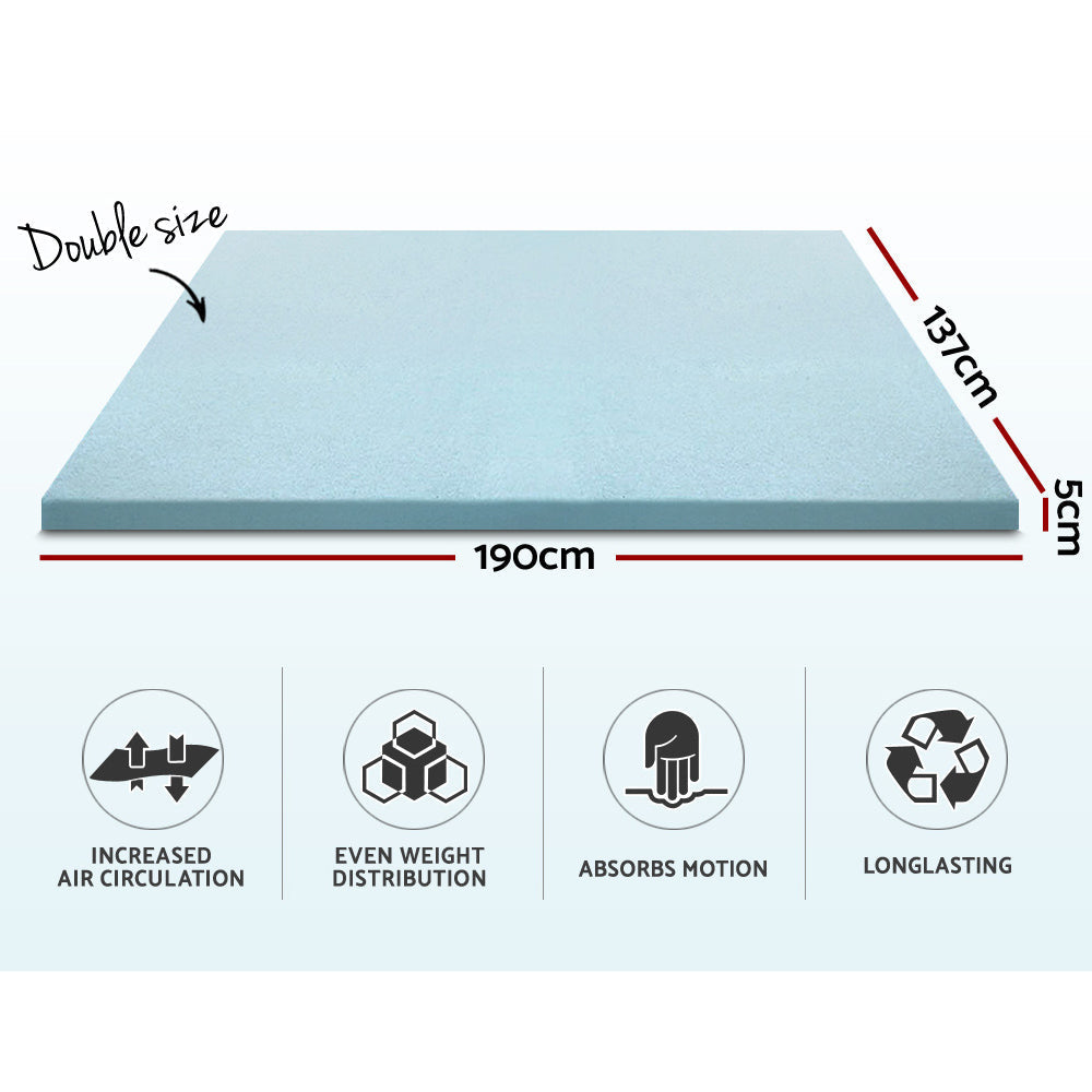 Bedding Cool Gel Memory Foam Mattress Topper w/Bamboo Cover 5cm - Double Fast shipping On sale