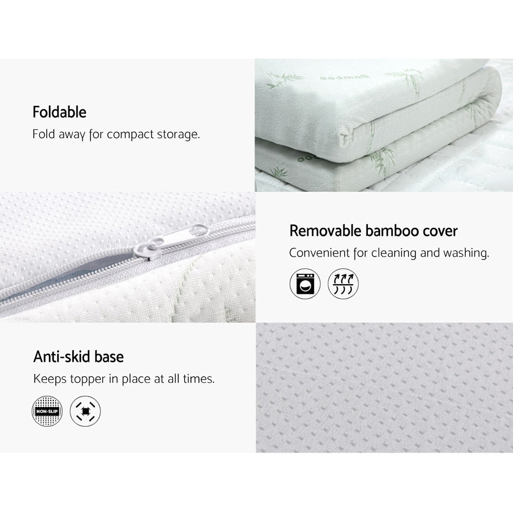 Bedding Cool Gel Memory Foam Mattress Topper w/Bamboo Cover 5cm - Single Fast shipping On sale