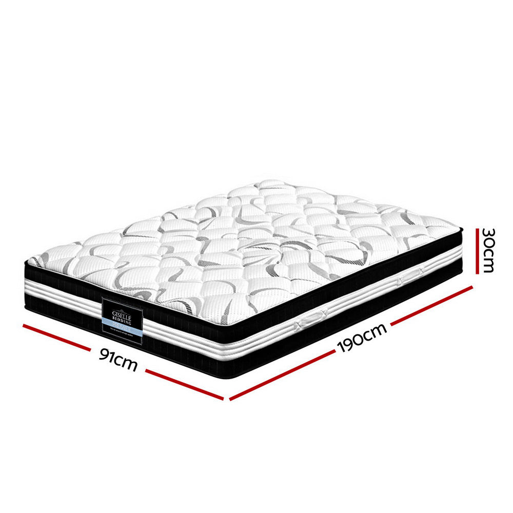 Bedding Mykonos Euro Top Pocket Spring Mattress 30cm Thick – Single Fast shipping On sale