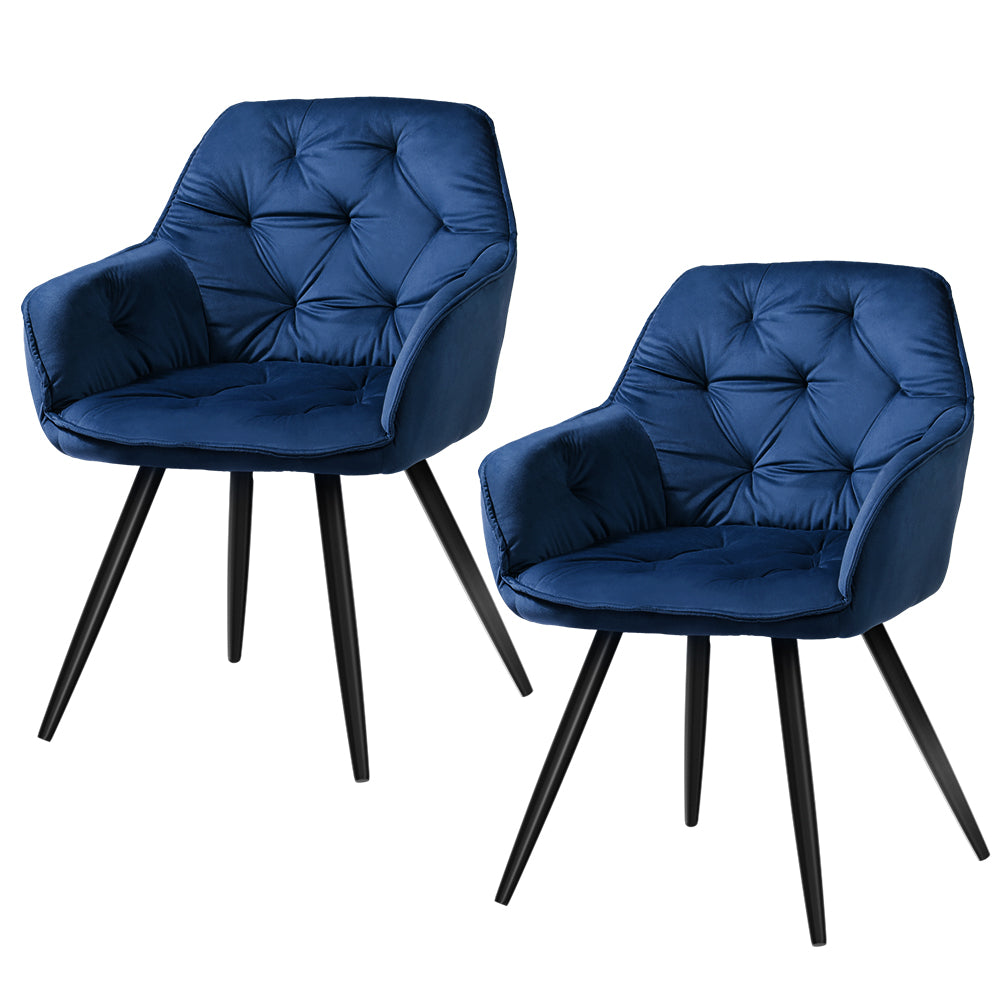 Artiss Set of 2 Calivia Dining Chairs Kitchen Upholstered Velvet Blue Chair Fast shipping On sale