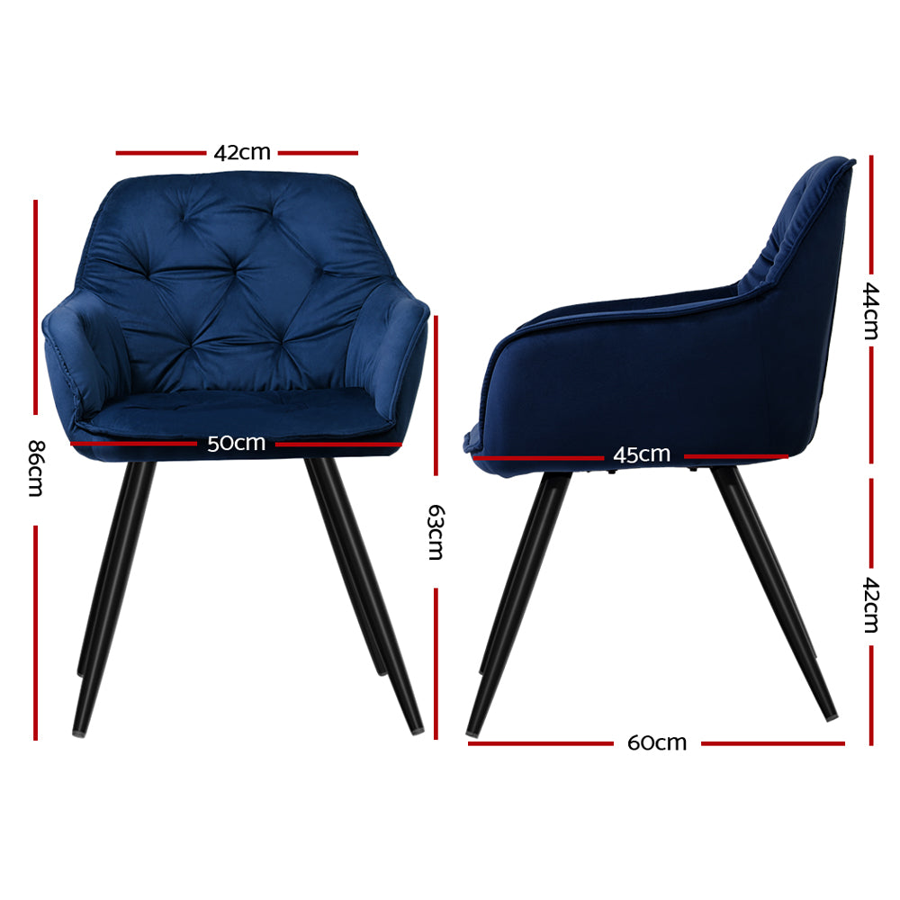 Artiss Set of 2 Calivia Dining Chairs Kitchen Upholstered Velvet Blue Chair Fast shipping On sale