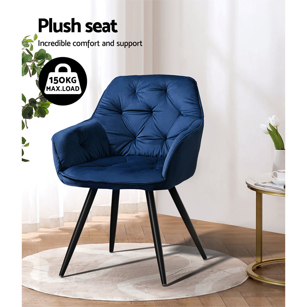 Artiss Set of 2 Calivia Dining Chairs Kitchen Upholstered Velvet Blue Chair Fast shipping On sale