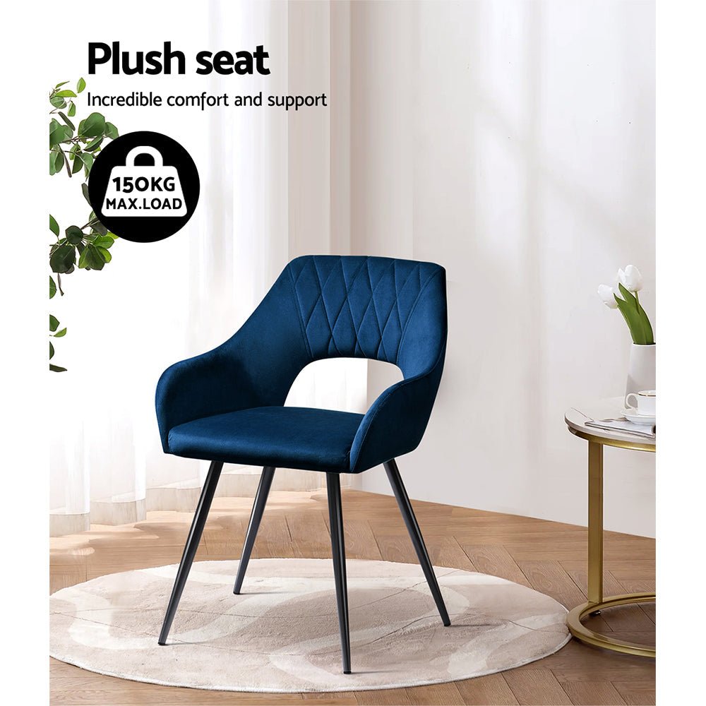 Artiss Set of 2 Caitlee Dining Chairs Kitchen Velvet Upholstered Blue Chair Fast shipping On sale