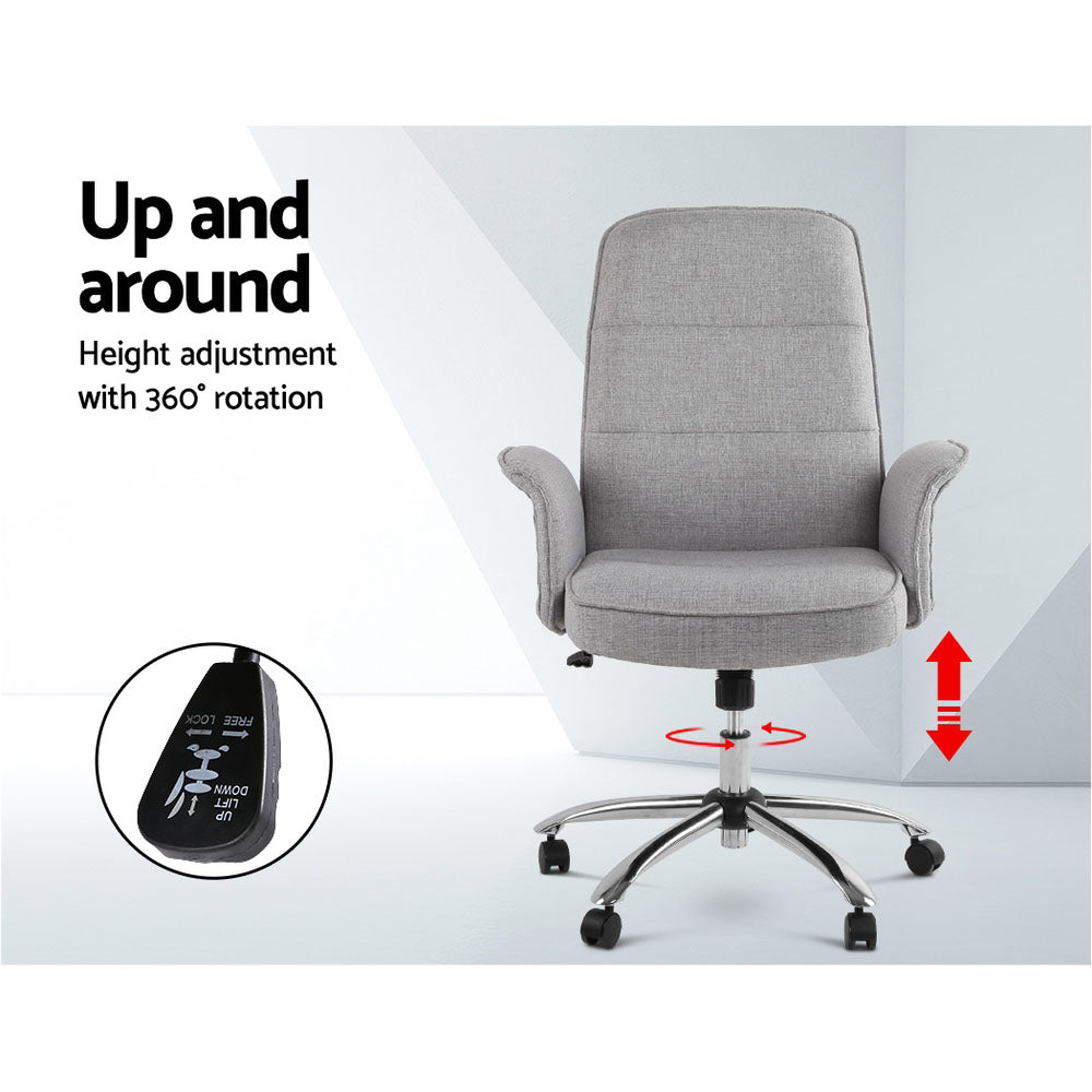 Modern Fabric Medium Back Computer Working Office Task Chair - Grey