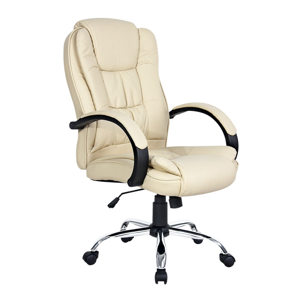 Office Chair Gaming Computer Chairs Executive PU Leather Seat Beige Fast shipping On sale