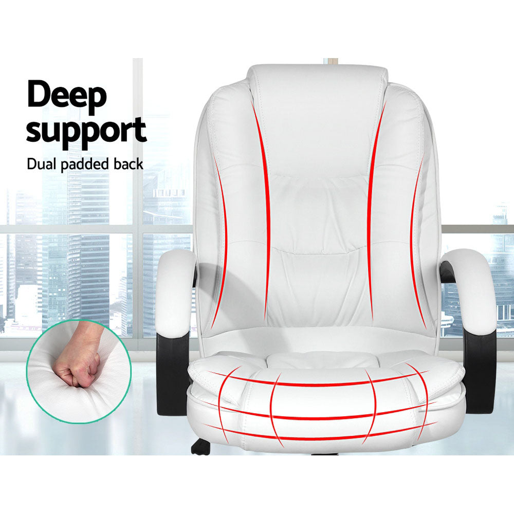 Office Chair Gaming Computer Chairs Executive PU Leather Seating White Fast shipping On sale