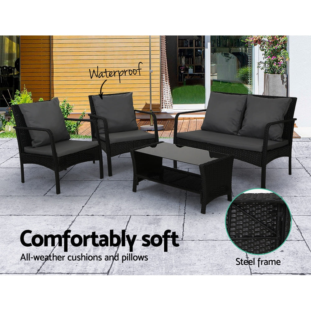 Outdoor Furniture Lounge Table Chairs Garden Patio Wicker Sofa Set