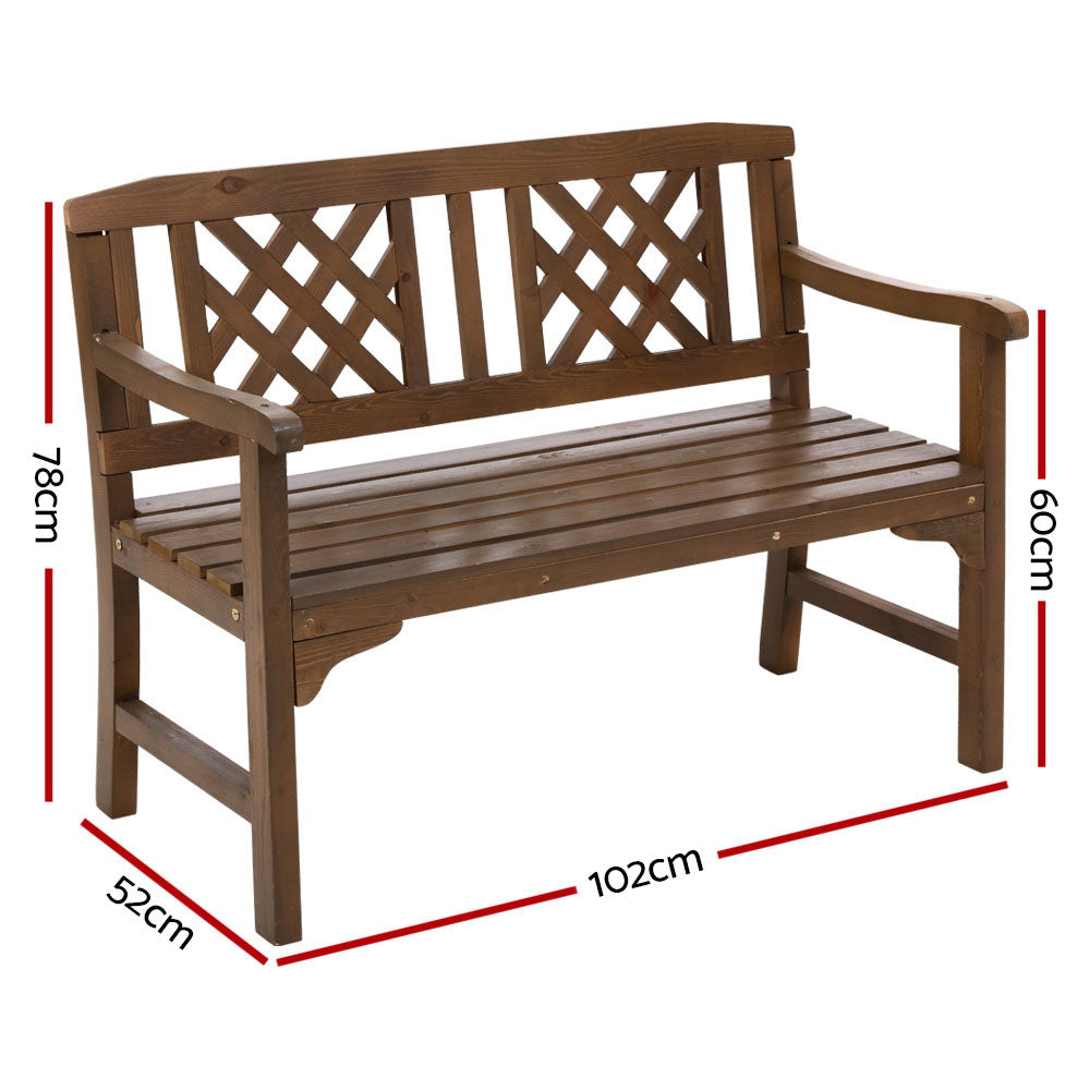 Wooden Garden Bench 2 Seat Patio Furniture Timber Outdoor Lounge Chair Natural Fast shipping On sale
