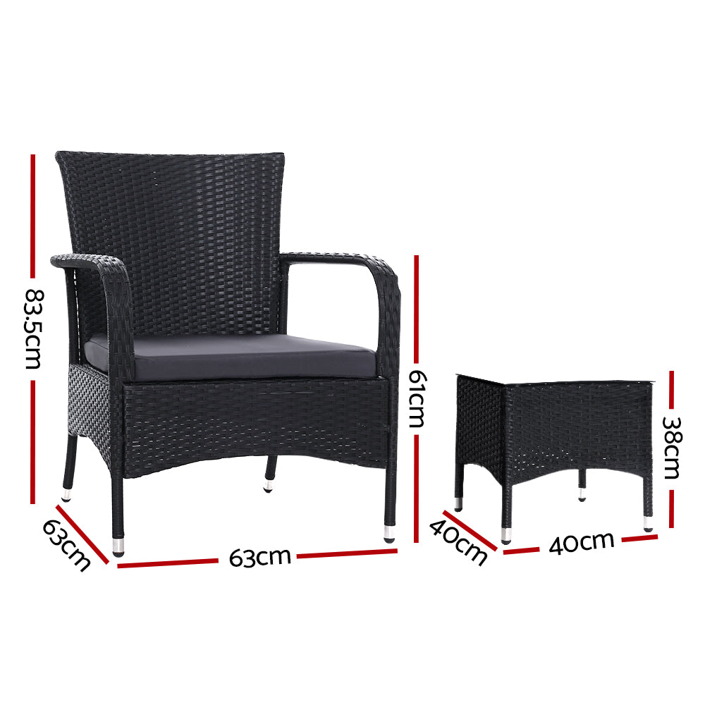 Outdoor Furniture Patio Set Wicker Conversation Chairs Table 3PCS Sets Fast shipping On sale