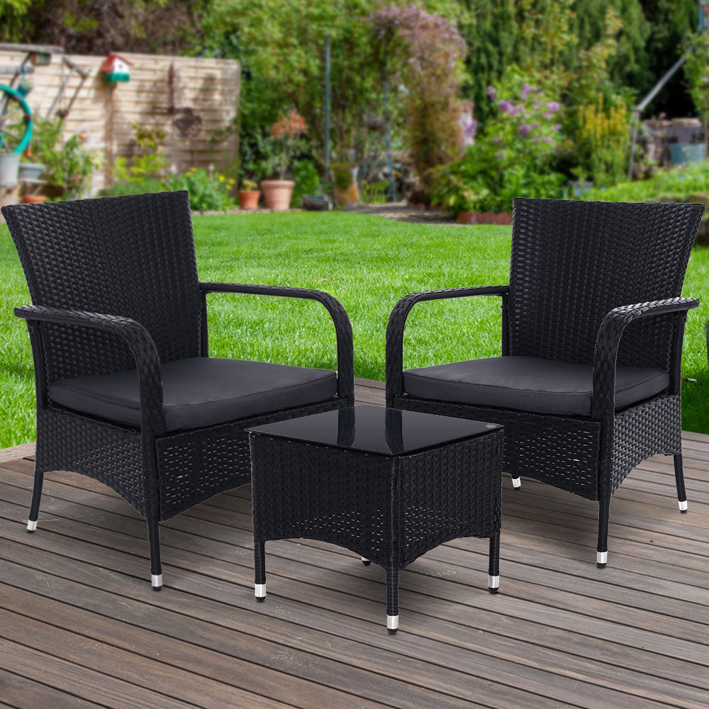 Outdoor Furniture Patio Set Wicker Conversation Chairs Table 3PCS Sets Fast shipping On sale