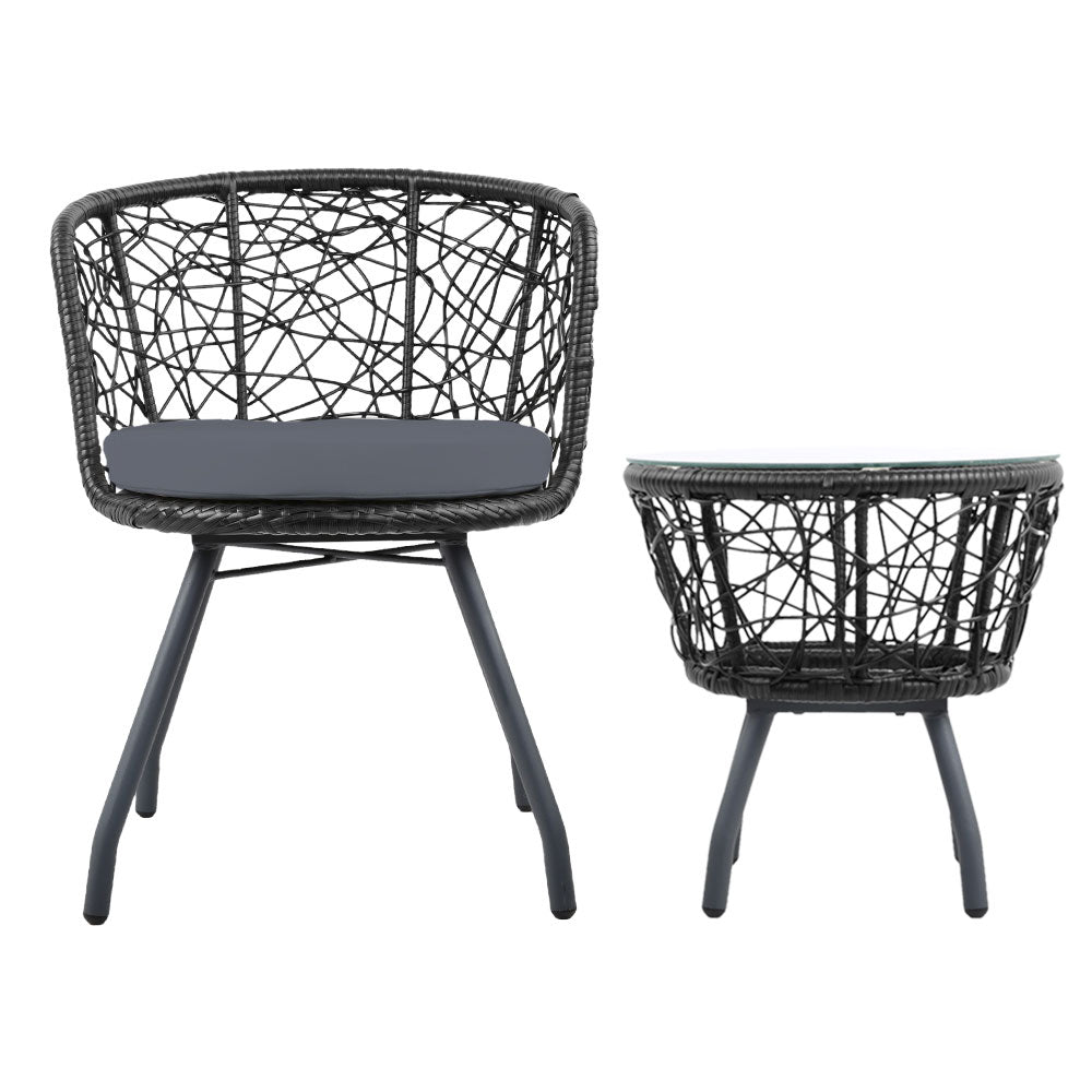Outdoor Patio Chair and Table - Black
