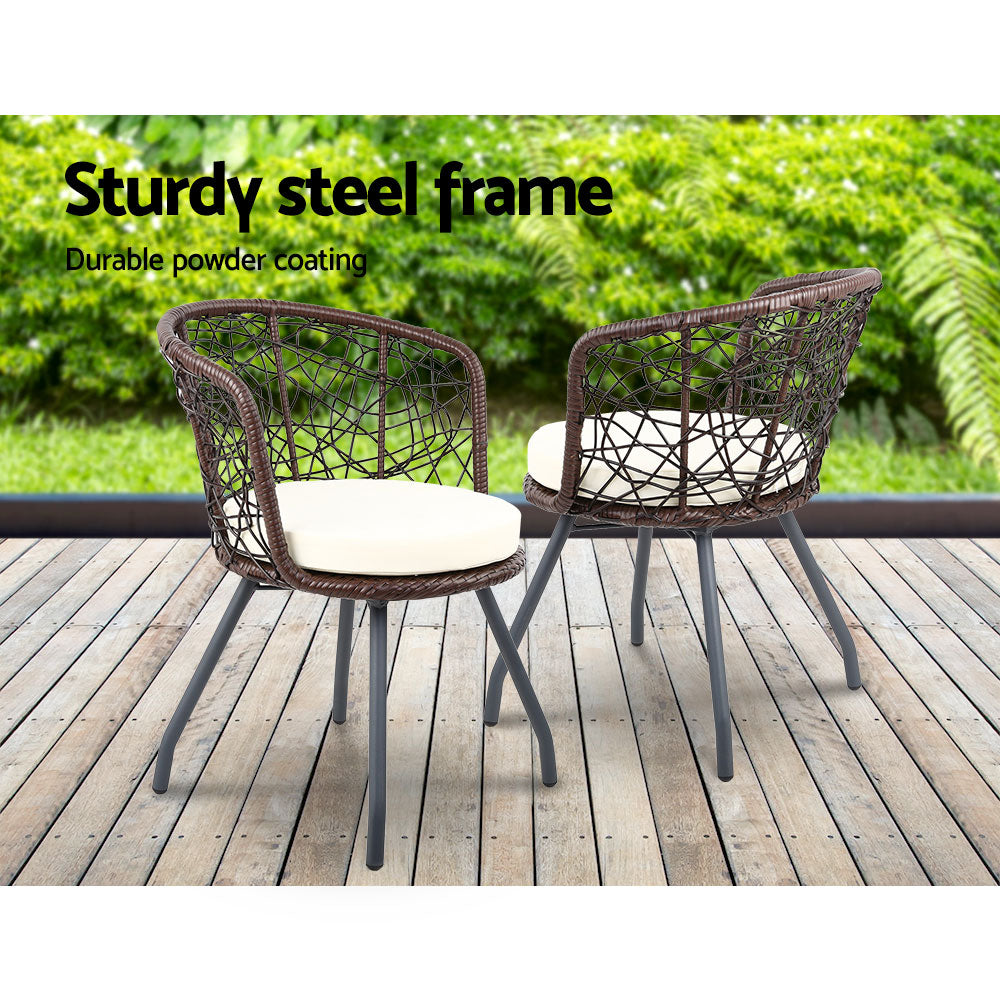 Outdoor Patio Chair and Table - Brown