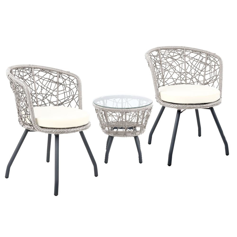Outdoor Patio Chair and Table - Grey