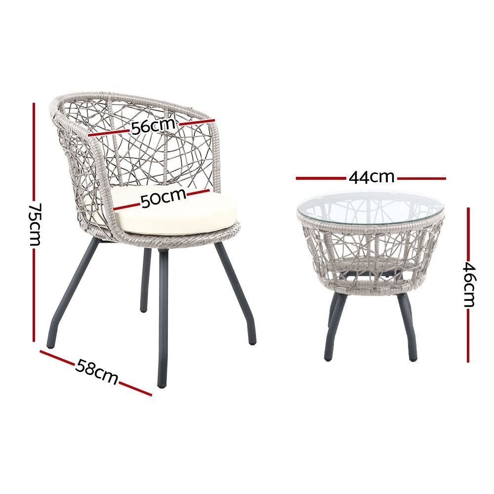 Outdoor Patio Chair and Table - Grey