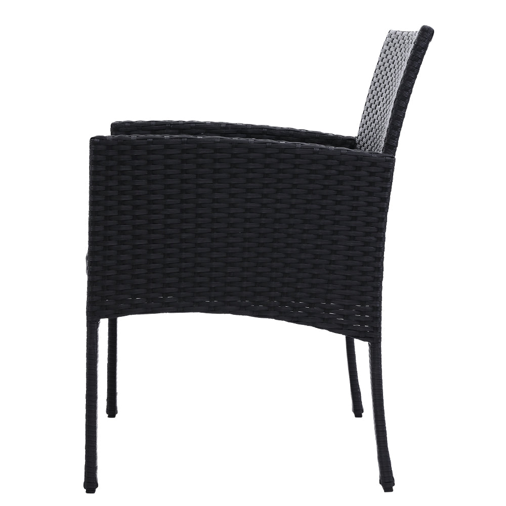 Set of 2 Outdoor Bistro Chairs Patio Furniture Dining Chair Wicker Garden Cushion Gardeon Fast shipping On sale