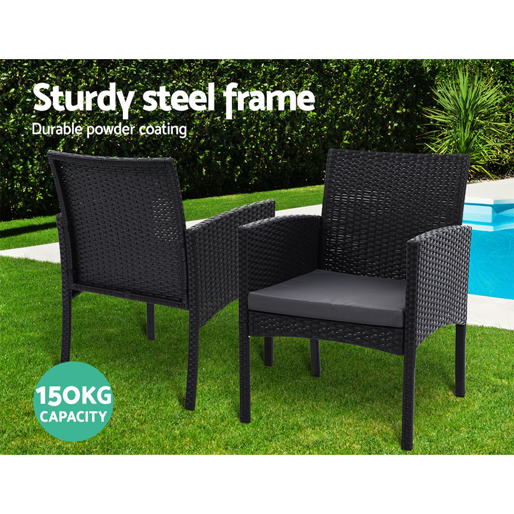 Set of 2 Outdoor Bistro Chairs Patio Furniture Dining Chair Wicker Garden Cushion Gardeon Fast shipping On sale