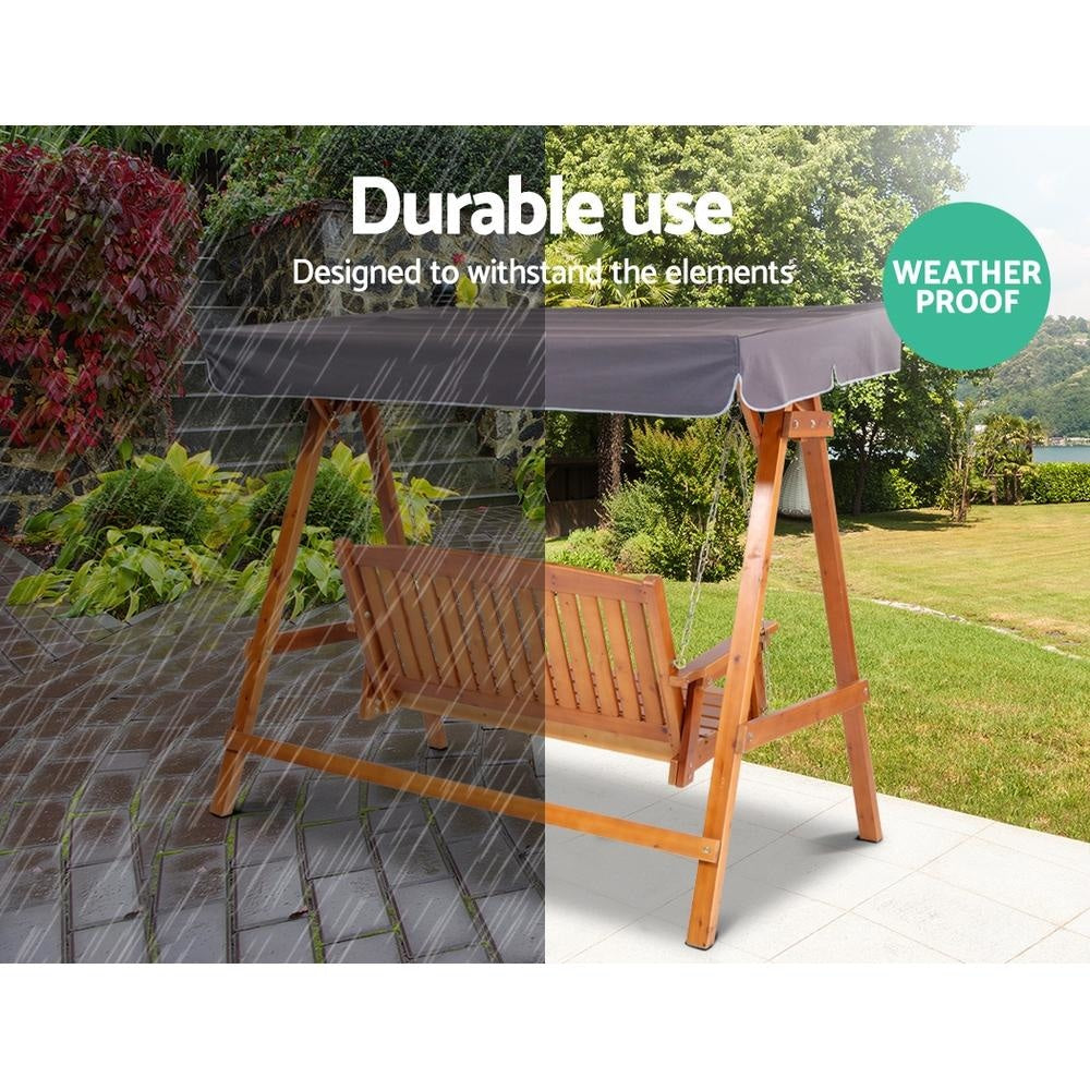 Wooden Swing Chair Garden Bench Canopy 3 Seater Outdoor Furniture Fast shipping On sale