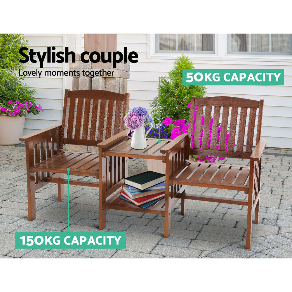 Garden Bench Chair Table Loveseat Wooden Outdoor Furniture Patio Park Brown Fast shipping On sale