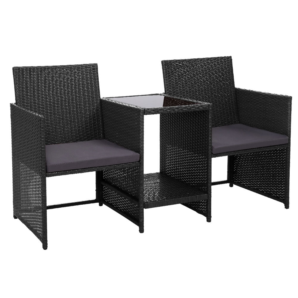 Outdoor Setting Wicker Loveseat Birstro Set Patio Garden Furniture Black Sets Fast shipping On sale