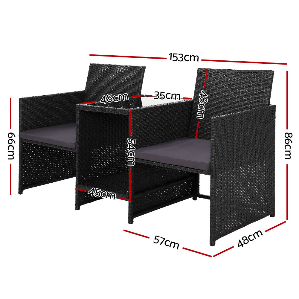 Outdoor Setting Wicker Loveseat Birstro Set Patio Garden Furniture Black Sets Fast shipping On sale