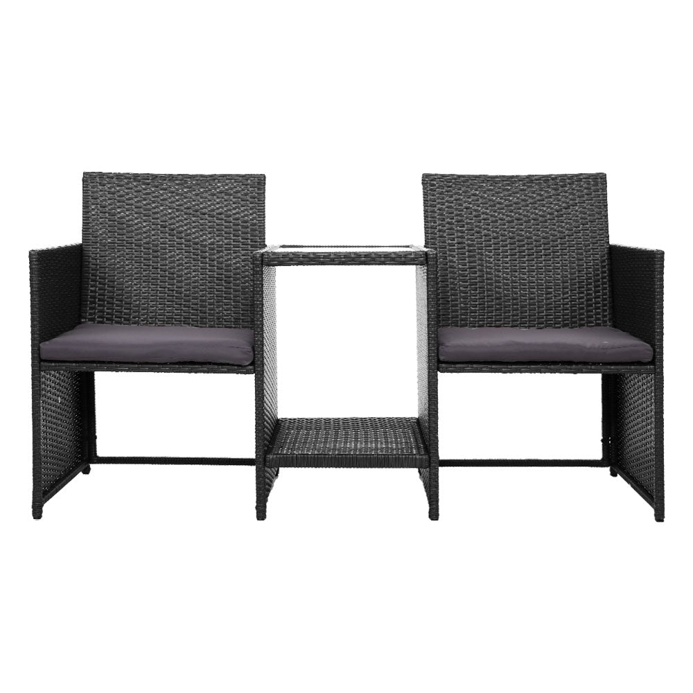 Outdoor Setting Wicker Loveseat Birstro Set Patio Garden Furniture Black Sets Fast shipping On sale