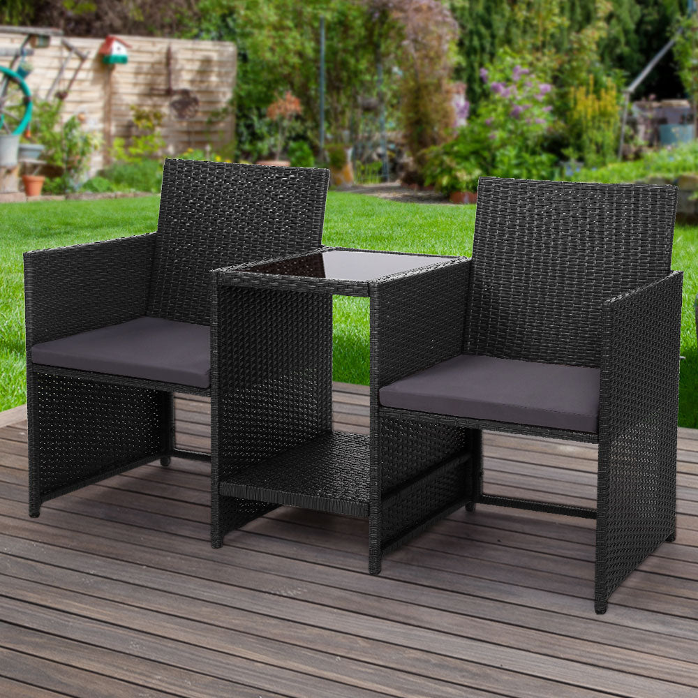 Outdoor Setting Wicker Loveseat Birstro Set Patio Garden Furniture Black Sets Fast shipping On sale