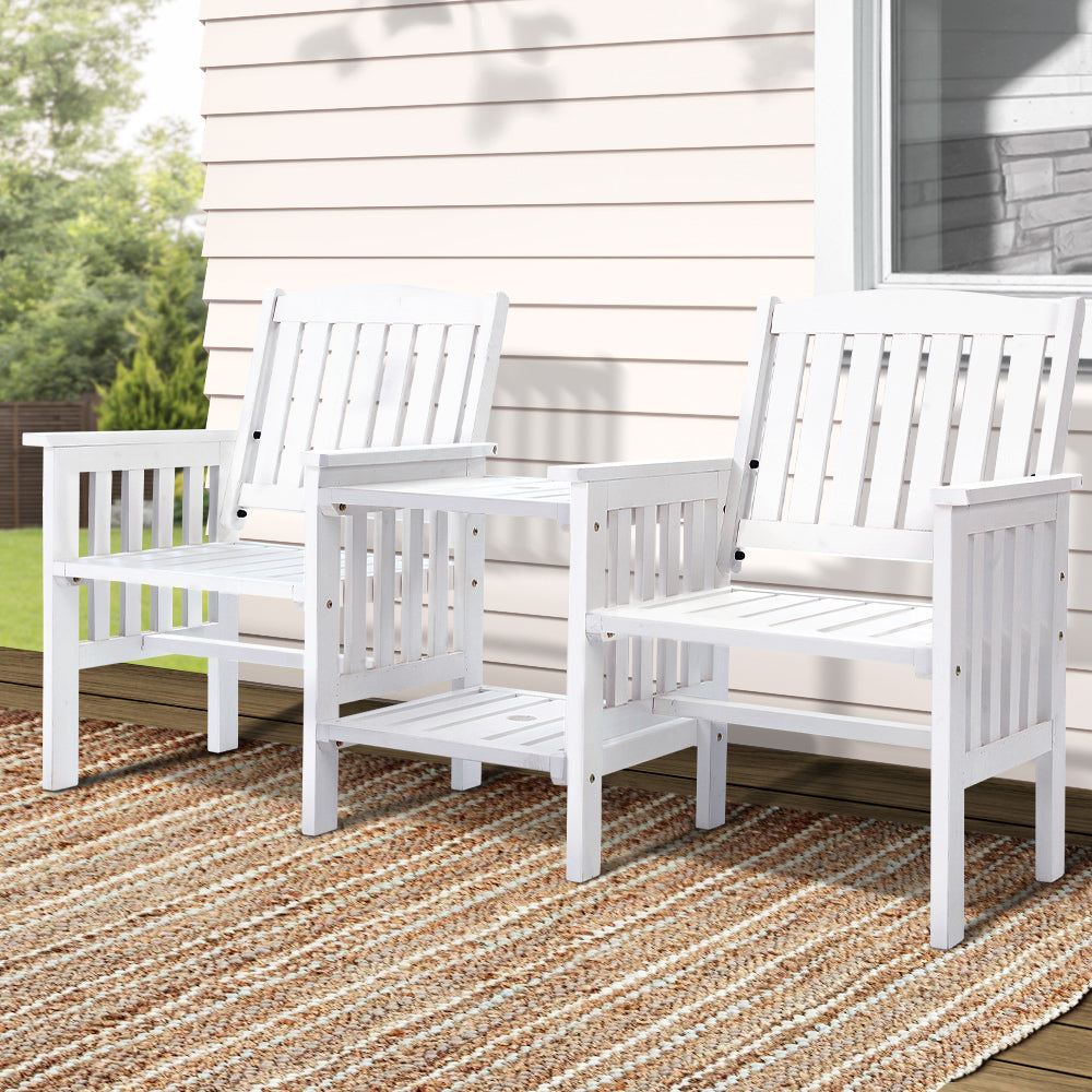 Garden Bench Chair Table Loveseat Wooden Outdoor Furniture Patio Park White Fast shipping On sale