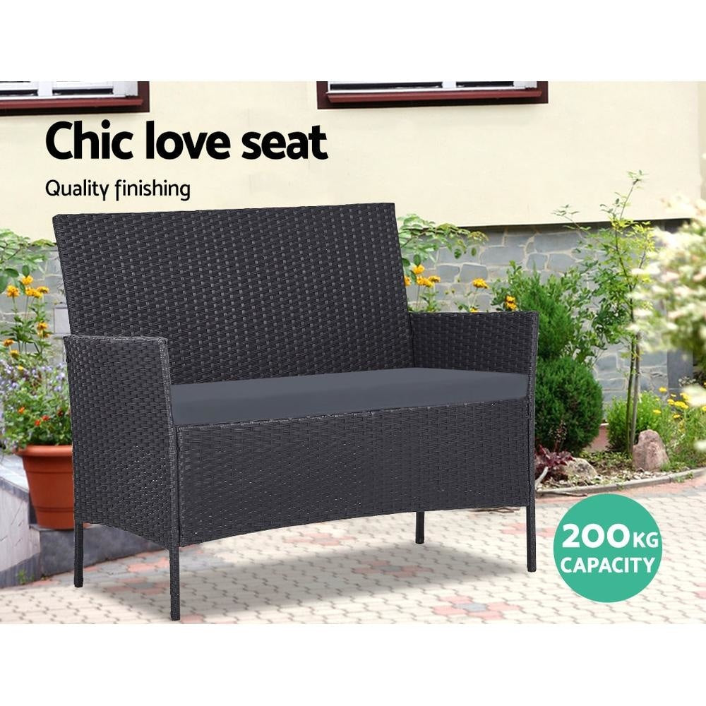 4-piece Wicker Outdoor Set - Black Sets Fast shipping On sale