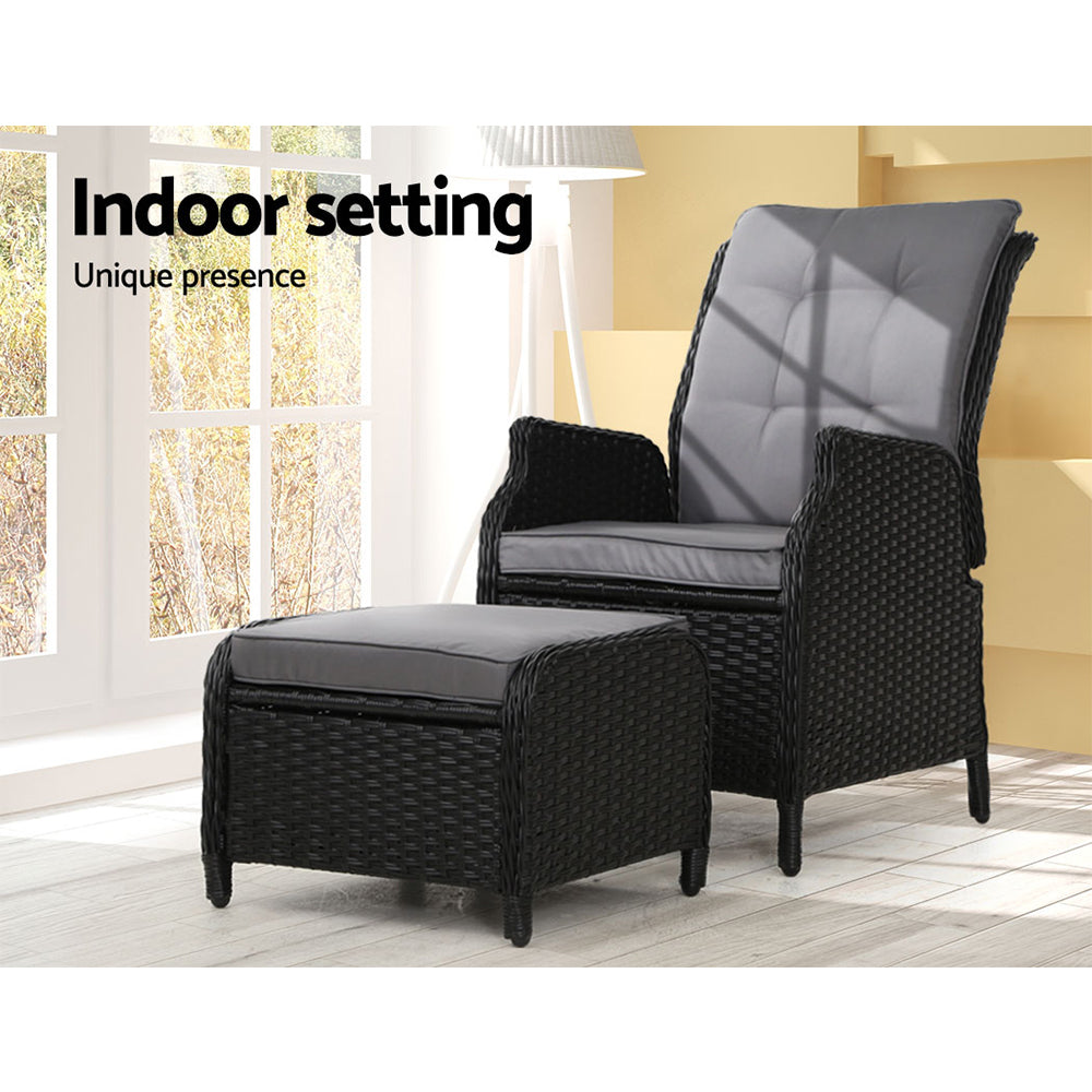Recliner Chair Sun lounge Setting Outdoor Furniture Patio Wicker Sofa Fast shipping On sale