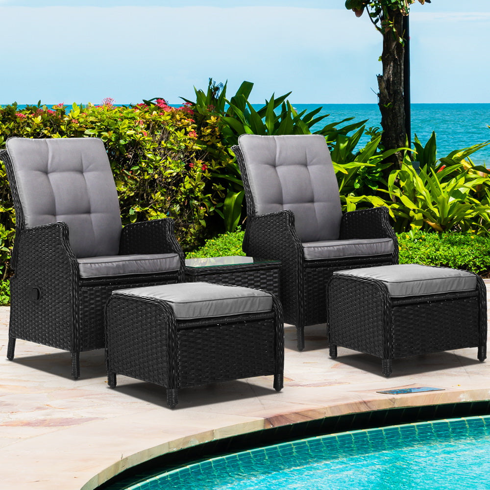 Recliner Chairs Sun lounge Setting Outdoor Furniture Patio Garden Wicker Sets Fast shipping On sale