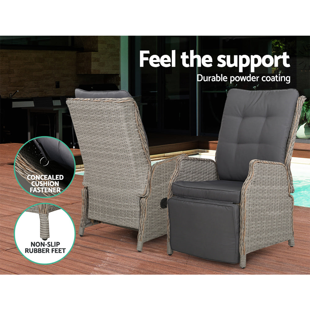 Sun lounge Setting Recliner Chair Outdoor Furniture Patio Wicker Sofa Fast shipping On sale