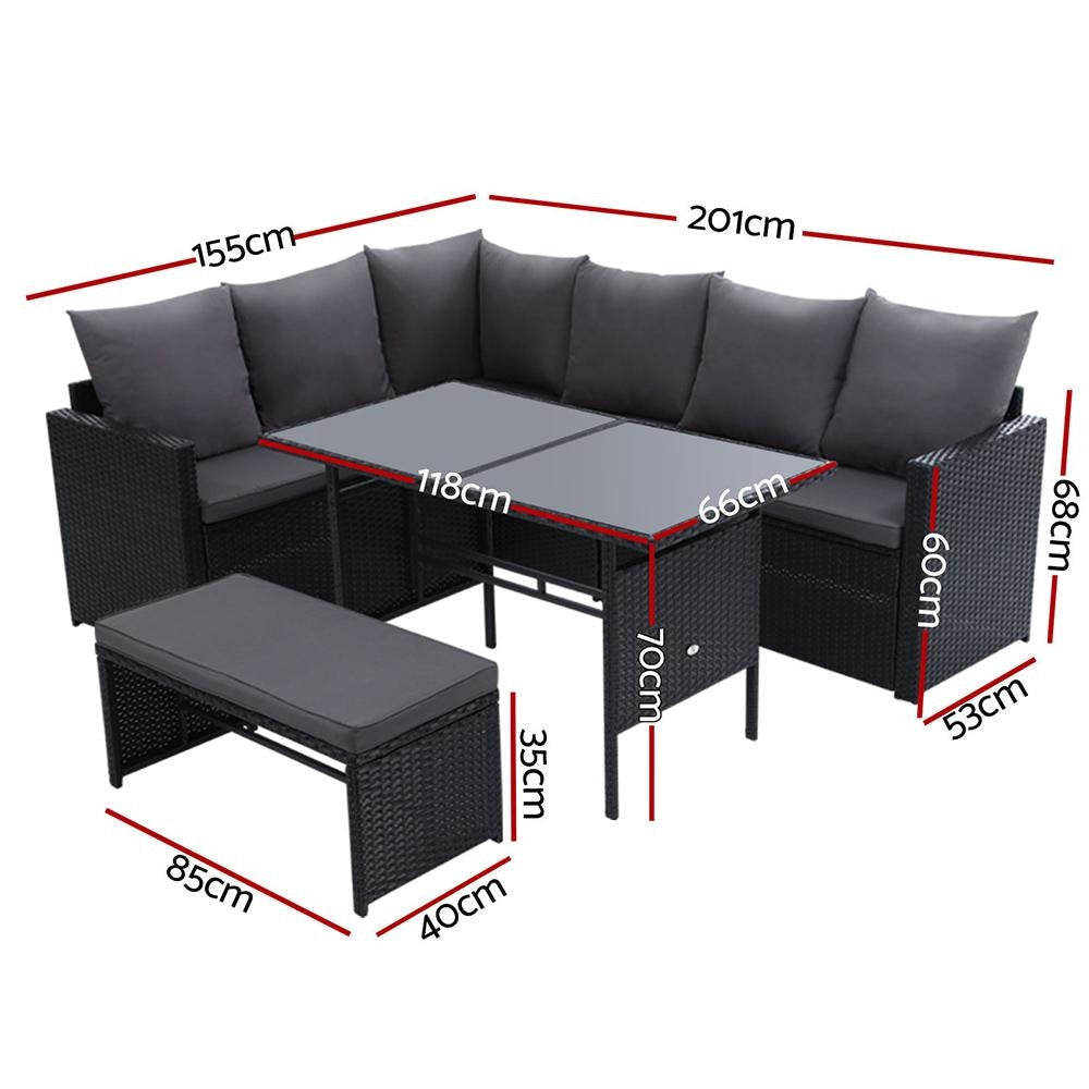 Outdoor Furniture Dining Setting Sofa Set Wicker 8 Seater Storage Cover Black Sets Fast shipping On sale