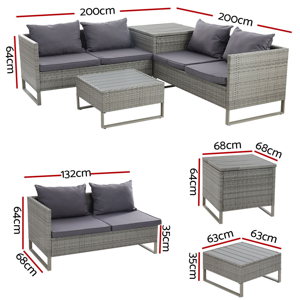 Gardeon Outdoor Sofa Furniture Garden Couch Lounge Set Patio Wicker Table Chairs Sets Fast shipping On sale