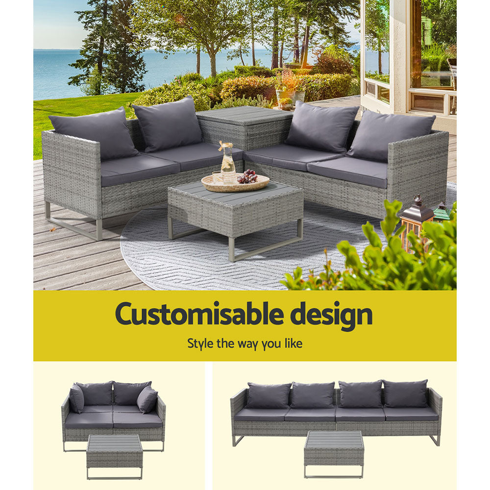 Gardeon Outdoor Sofa Furniture Garden Couch Lounge Set Patio Wicker Table Chairs Sets Fast shipping On sale