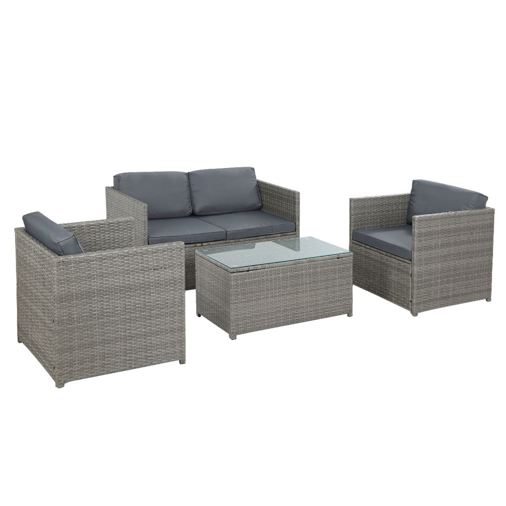 Gardeon Outdoor Furniture Sofa Set 4-Seater Wicker Lounge Setting Table Chairs Sets Fast shipping On sale