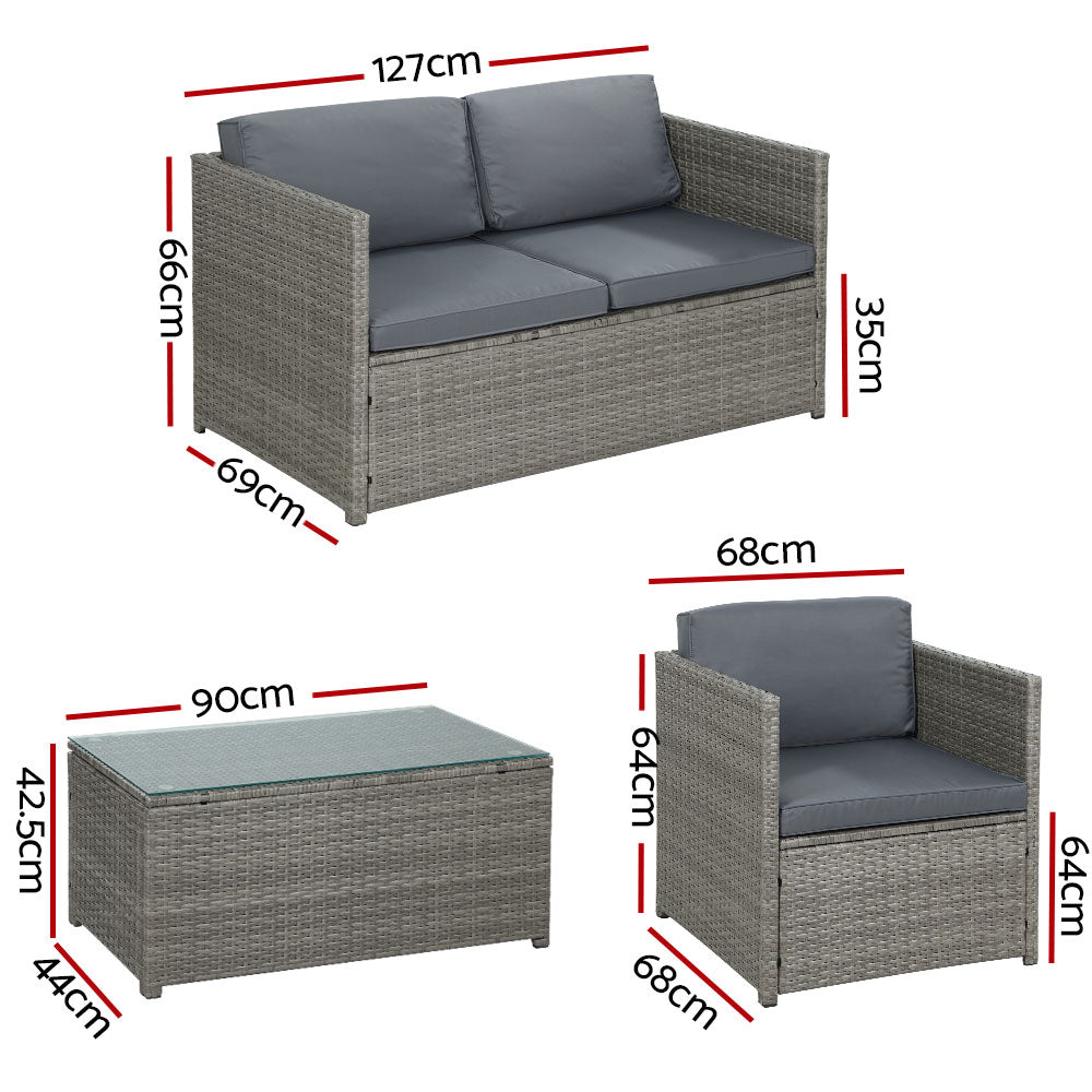 Gardeon Outdoor Furniture Sofa Set 4-Seater Wicker Lounge Setting Table Chairs Sets Fast shipping On sale