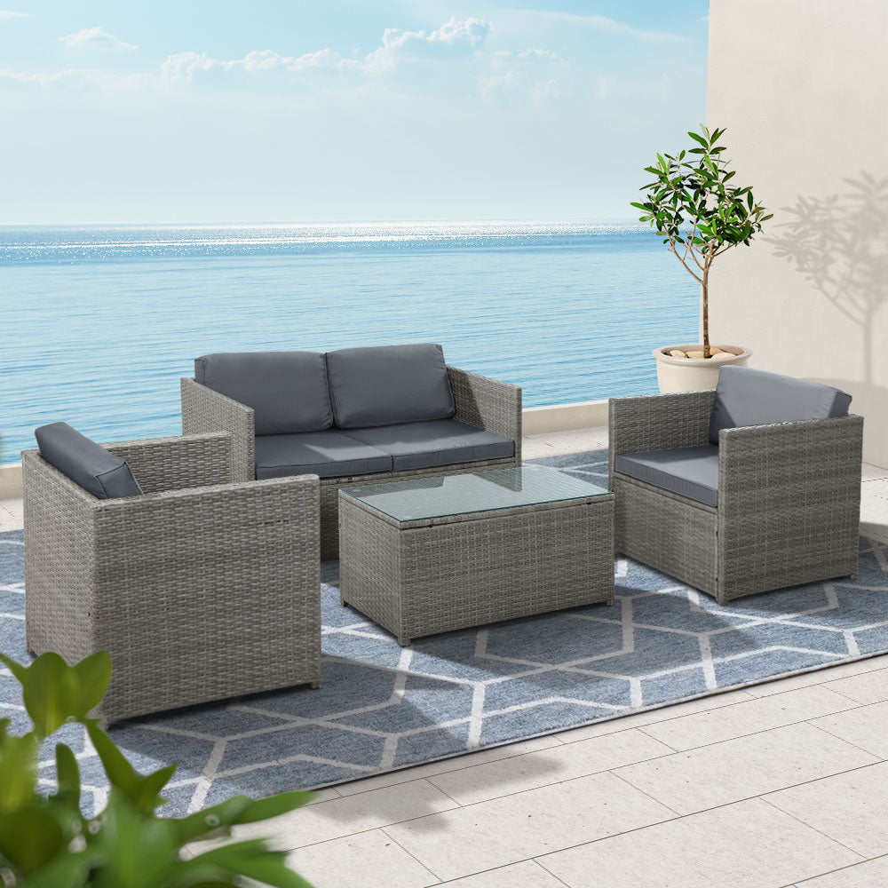 Gardeon Outdoor Furniture Sofa Set 4-Seater Wicker Lounge Setting Table Chairs Sets Fast shipping On sale