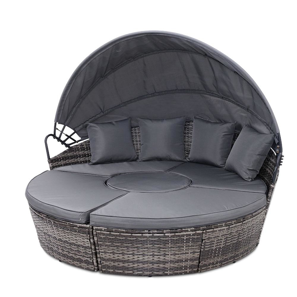Outdoor Lounge Setting Sofa Patio Furniture Wicker Garden Rattan Set Day Bed Grey Sets Fast shipping On sale