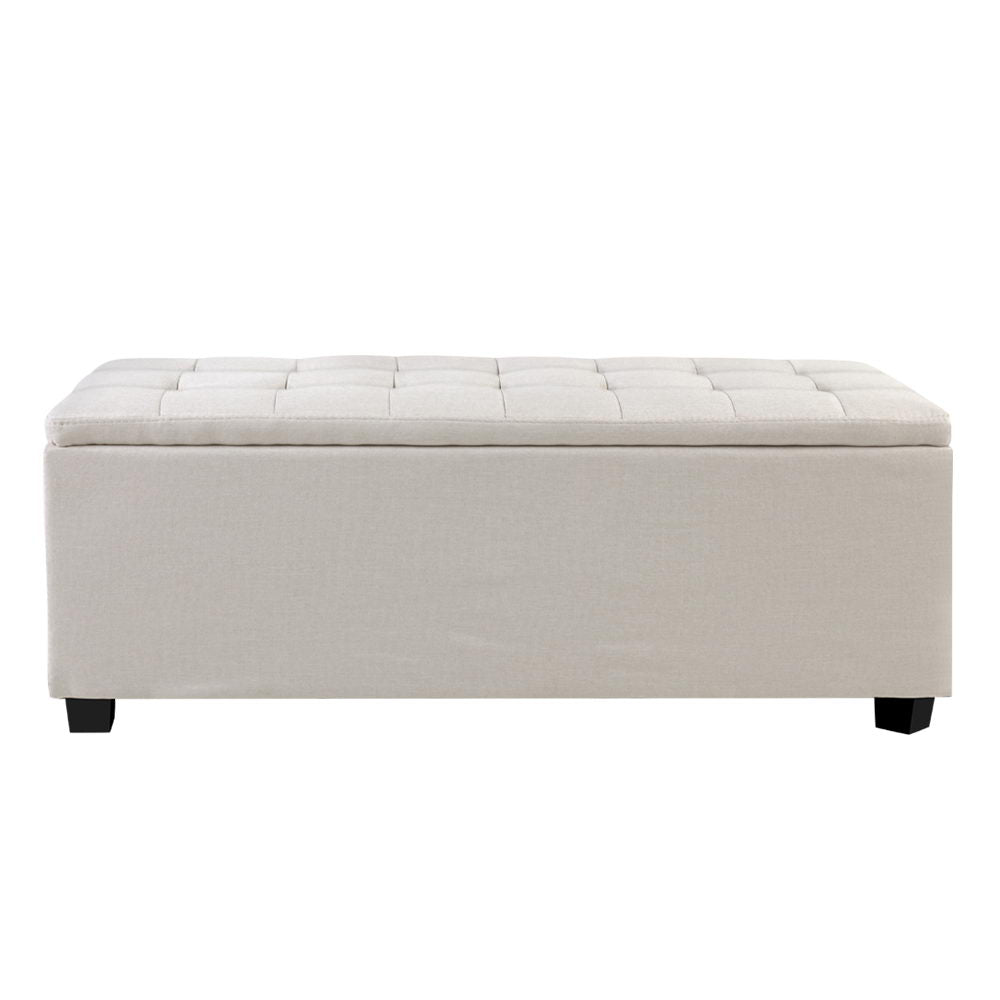 Large Fabric Storage Ottoman - Beige Fast shipping On sale