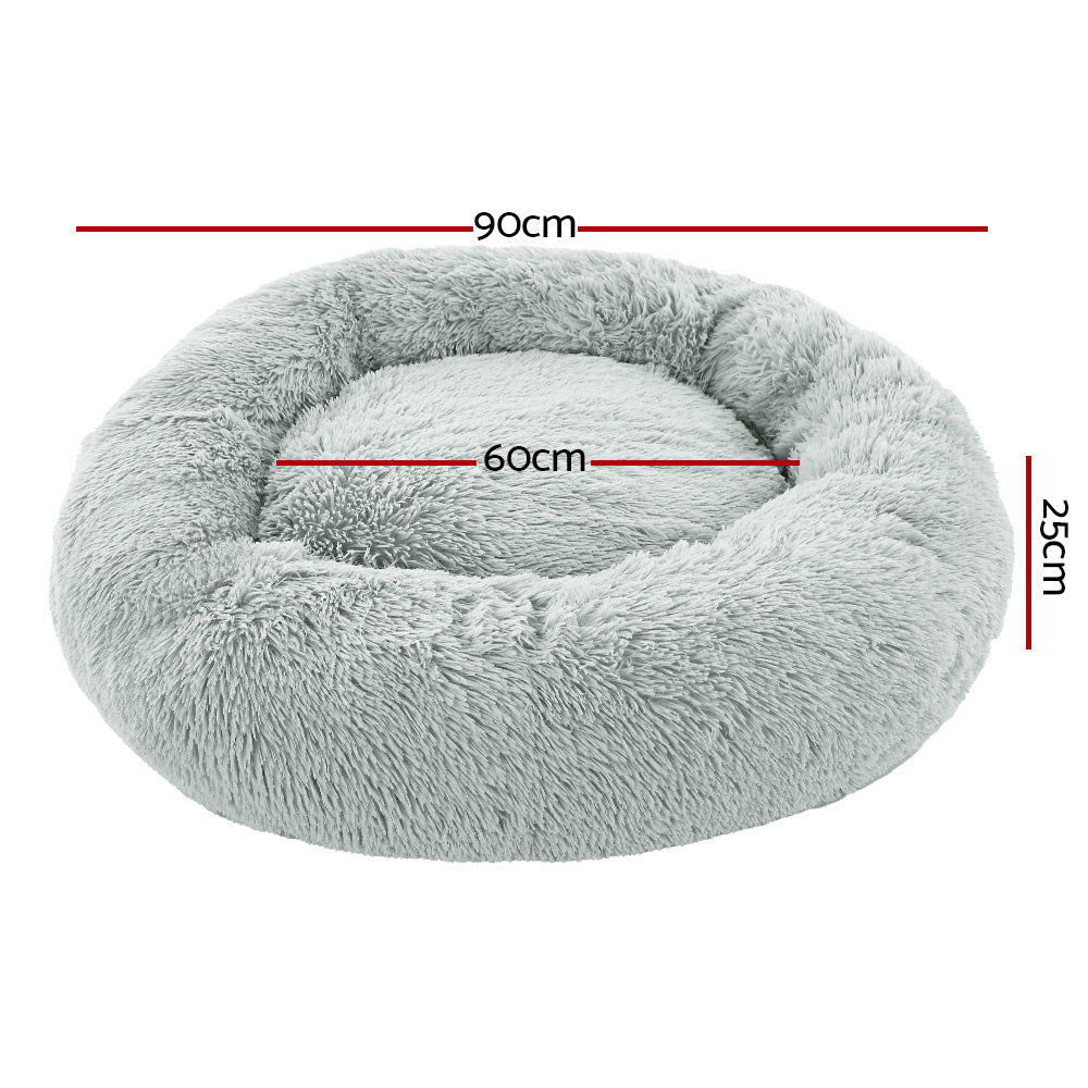 Pet Bed Dog Cat Calming Large 90cm Light Grey Sleeping Comfy Cave Washable Cares Fast shipping On sale