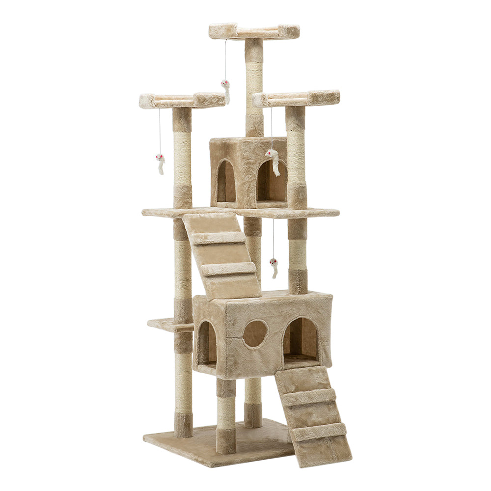 Cat Tree 180cm Trees Scratching Post Scratcher Tower Condo House Furniture Wood Beige Supplies Fast shipping On sale