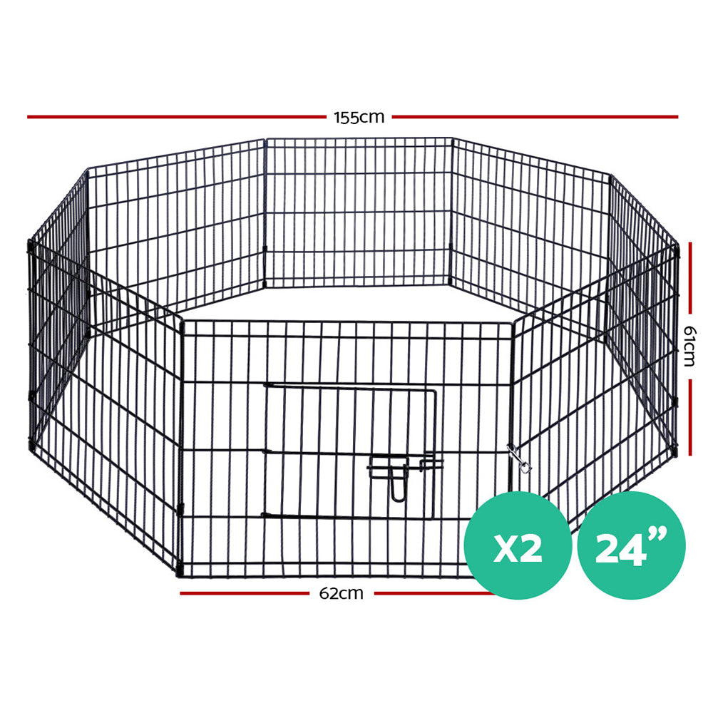 2X24’ 8 Panel Pet Dog Playpen Puppy Exercise Cage Enclosure Fence Play Pen Cares Fast shipping On sale