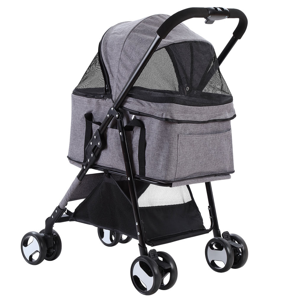 Pet Stroller Dog Carrier Foldable Pram 3 IN 1 Middle Size Grey Supplies Fast shipping On sale