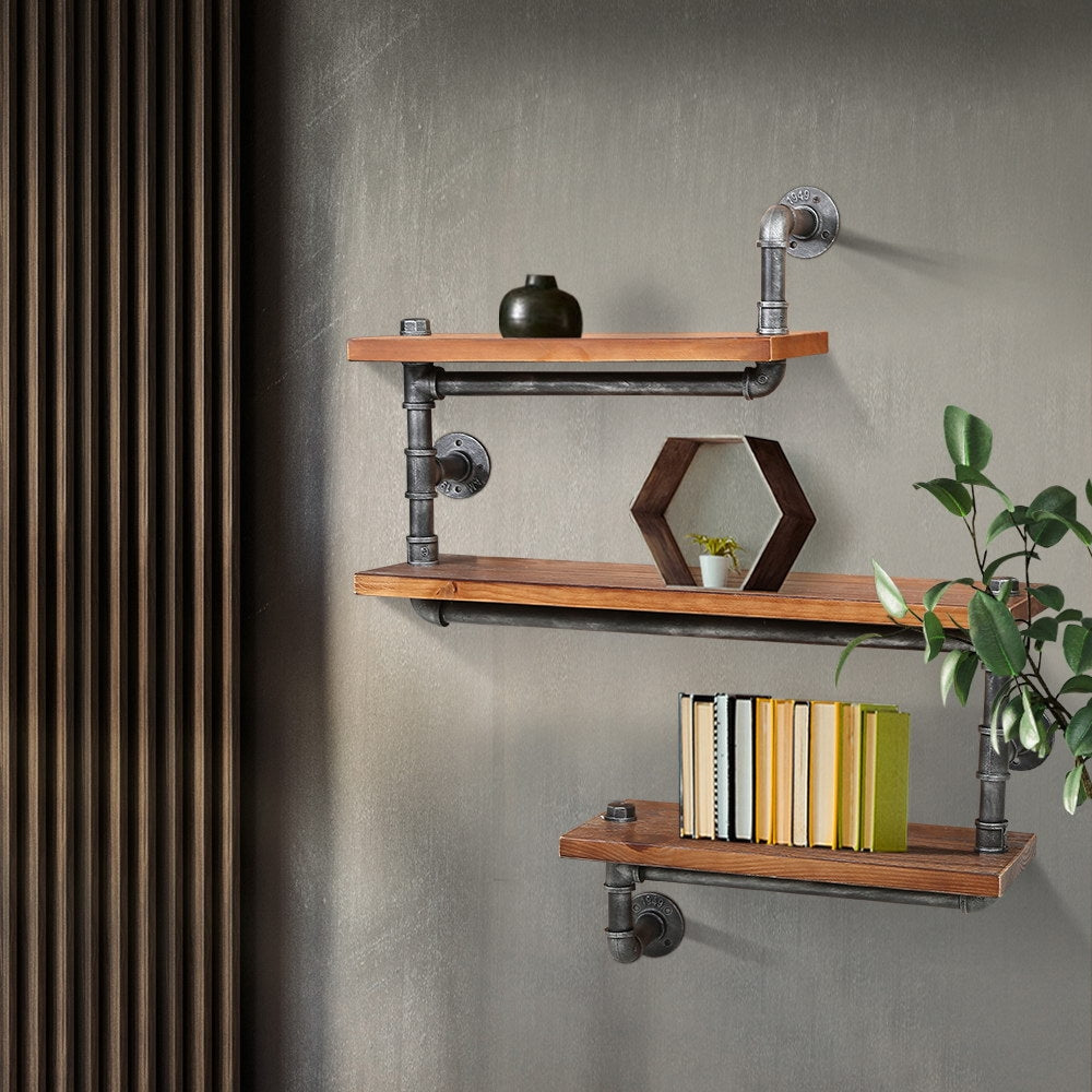 Display Shelves Rustic Bookshelf Industrial DIY Pipe Shelf Wall Brackets Decor Fast shipping On sale