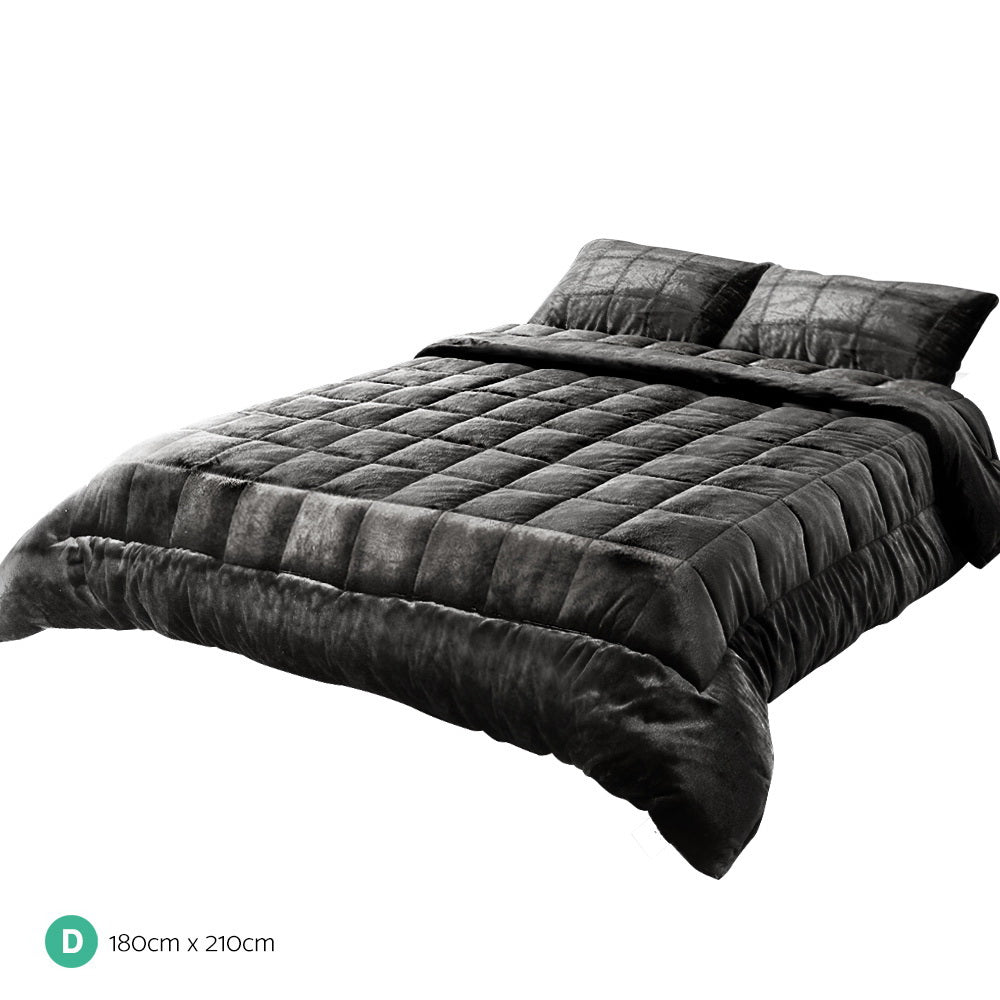Bedding Faux Mink Quilt Plush Throw Blanket Comforter Duvet Cover Charcoal Double Fast shipping On sale