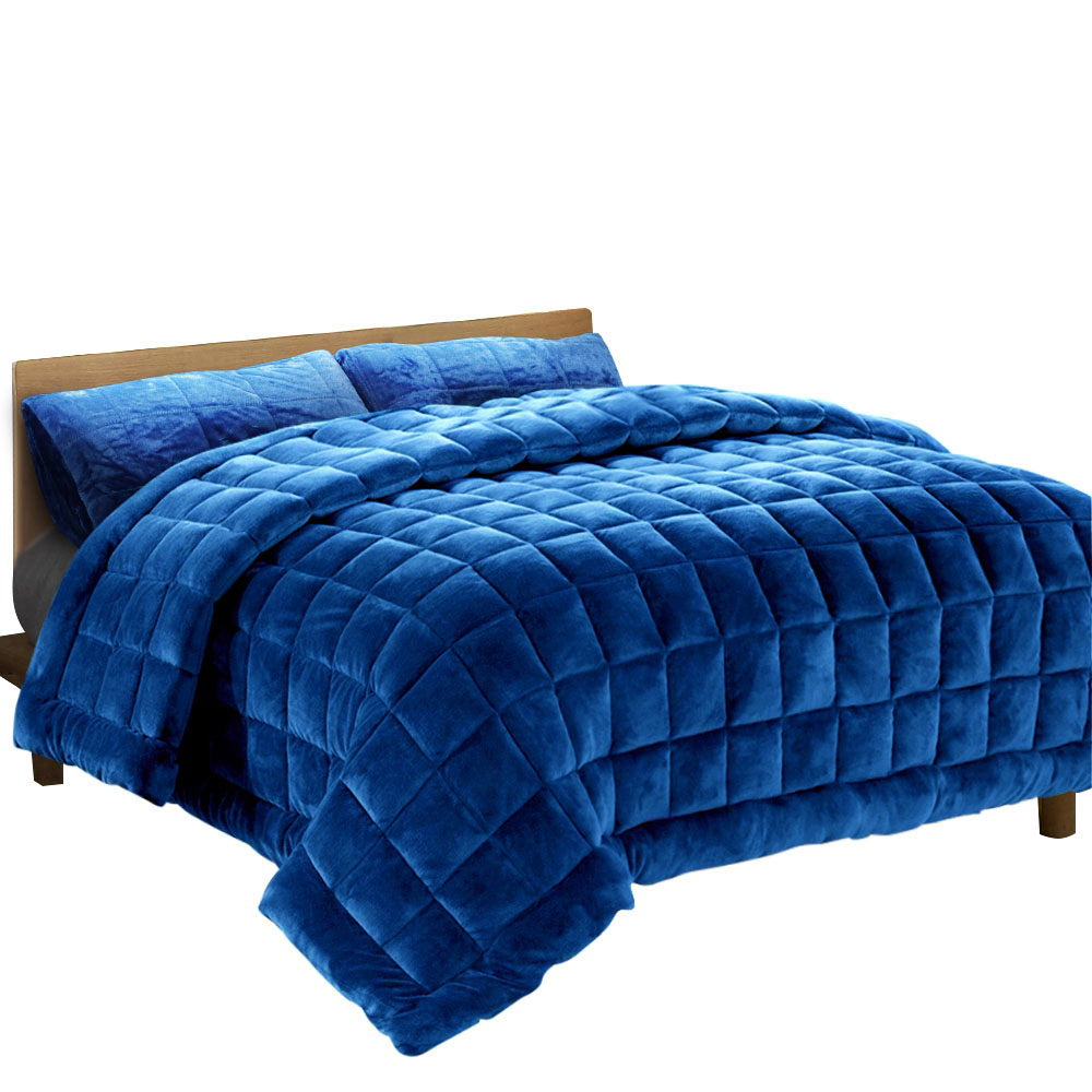Bedding Faux Mink Quilt Comforter Winter Weighted Throw Blanket Teal King