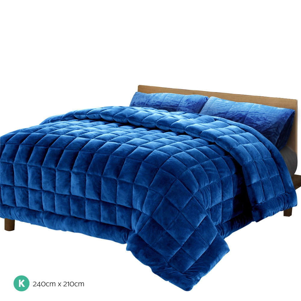 Bedding Faux Mink Quilt Comforter Winter Weighted Throw Blanket Teal King