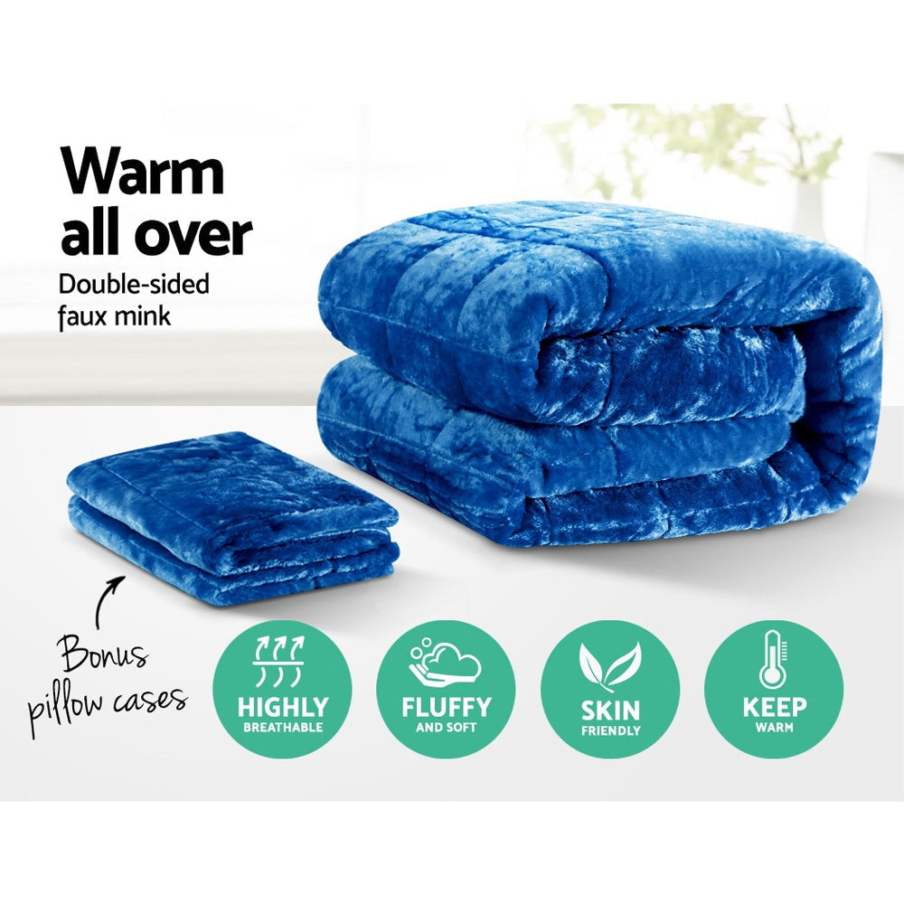 Bedding Faux Mink Quilt Comforter Duvet Doona Winter Throw Blanket Teal Queen Fast shipping On sale
